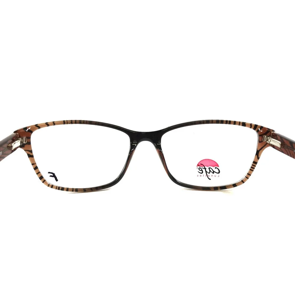Cafe Lunettes Eyeglasses Frames 3234 C1 Brown Cat Eye Tiger Print 53-16-135